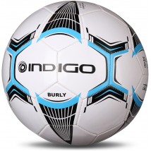 Мяч футбольный №5 INDIGO BURLY любительский (PVC 1.2 мм) 1134 Бело-голубо-серый